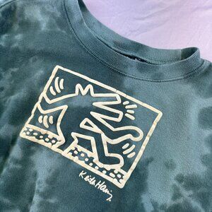 Keith Haring Women's  Sweatshirt Green XL Tribe Question Street Art  NYC tie-dye